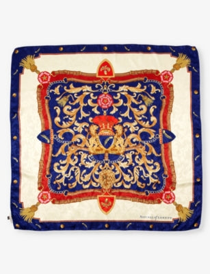 Aspinal of London signature graphic print silk scarf 90cm (British brand)
