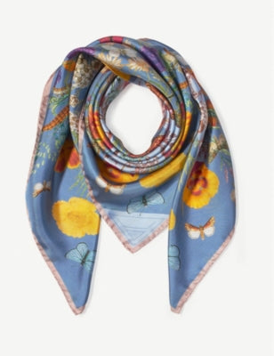 Aspinal of London silk scarf Botanical A 89cm - British product