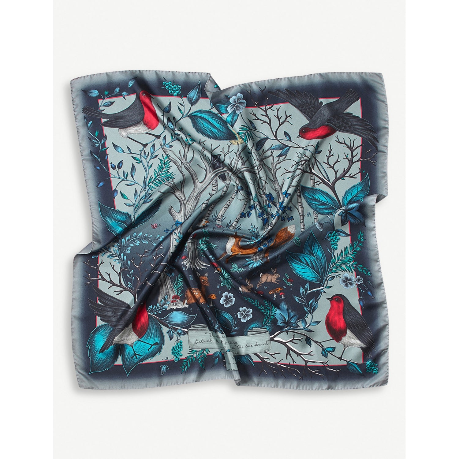 Aspinal of London robin graphic-print silk scarf 90cm - British product
