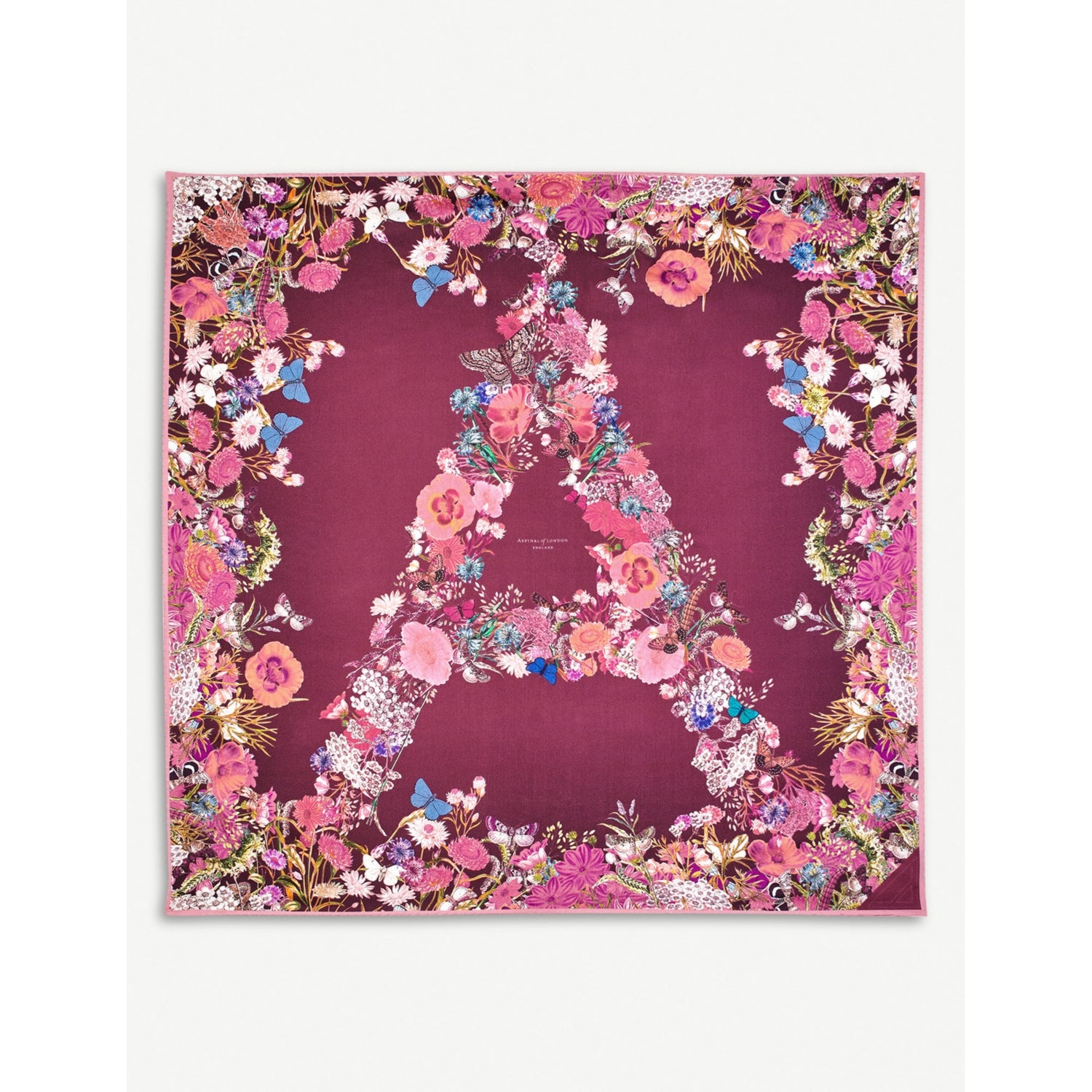 Aspinal of London floral silk scarf, 35in square - British product