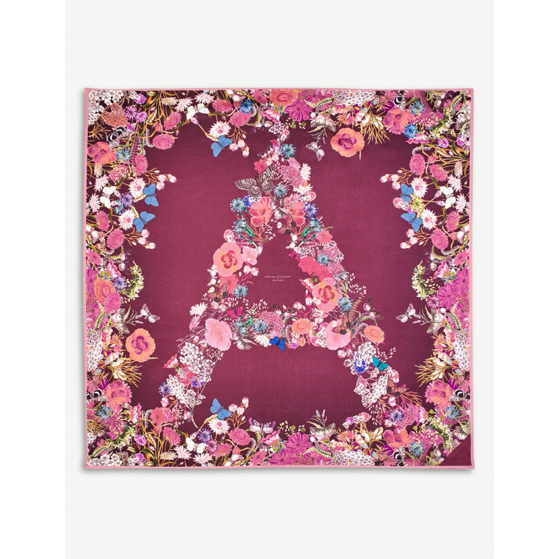 Aspinal of London floral silk scarf, 35in square - British product