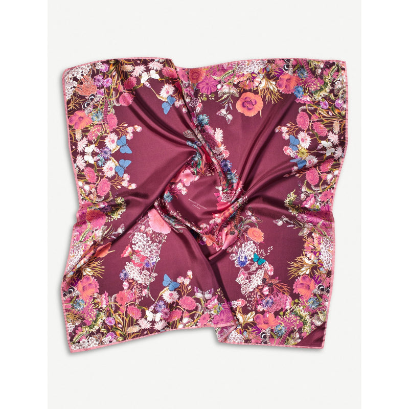 Aspinal of London floral silk scarf, 35in square - British product
