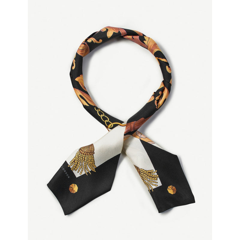 Aspinal of London graphic-print silk scarf 9cm by 90cm (British brand)