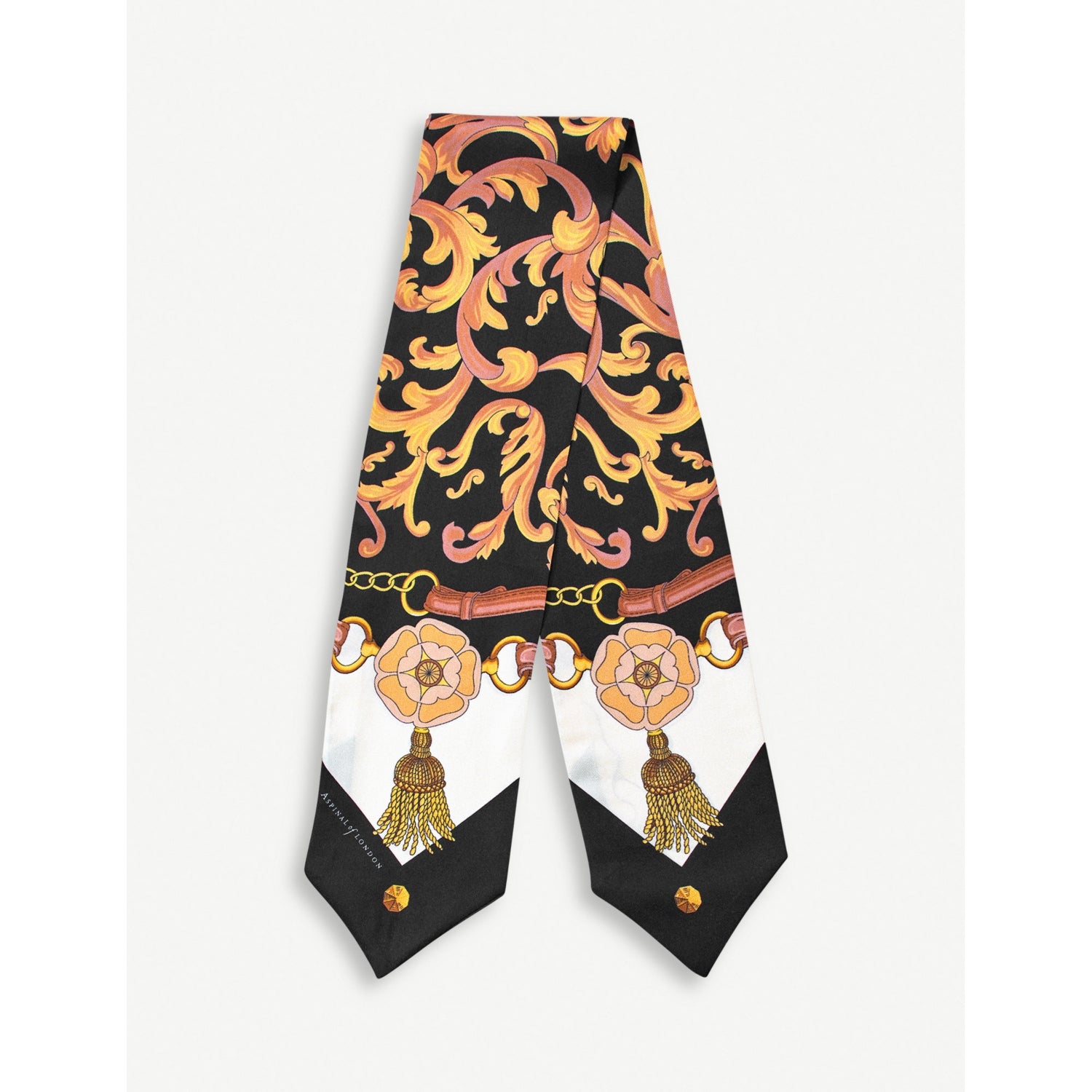 Aspinal of London graphic-print silk scarf 9cm by 90cm (British brand)