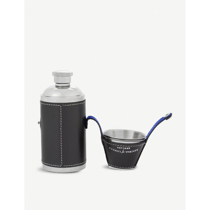 Aspinal of London Hunter flask set leather stainless steel - British product