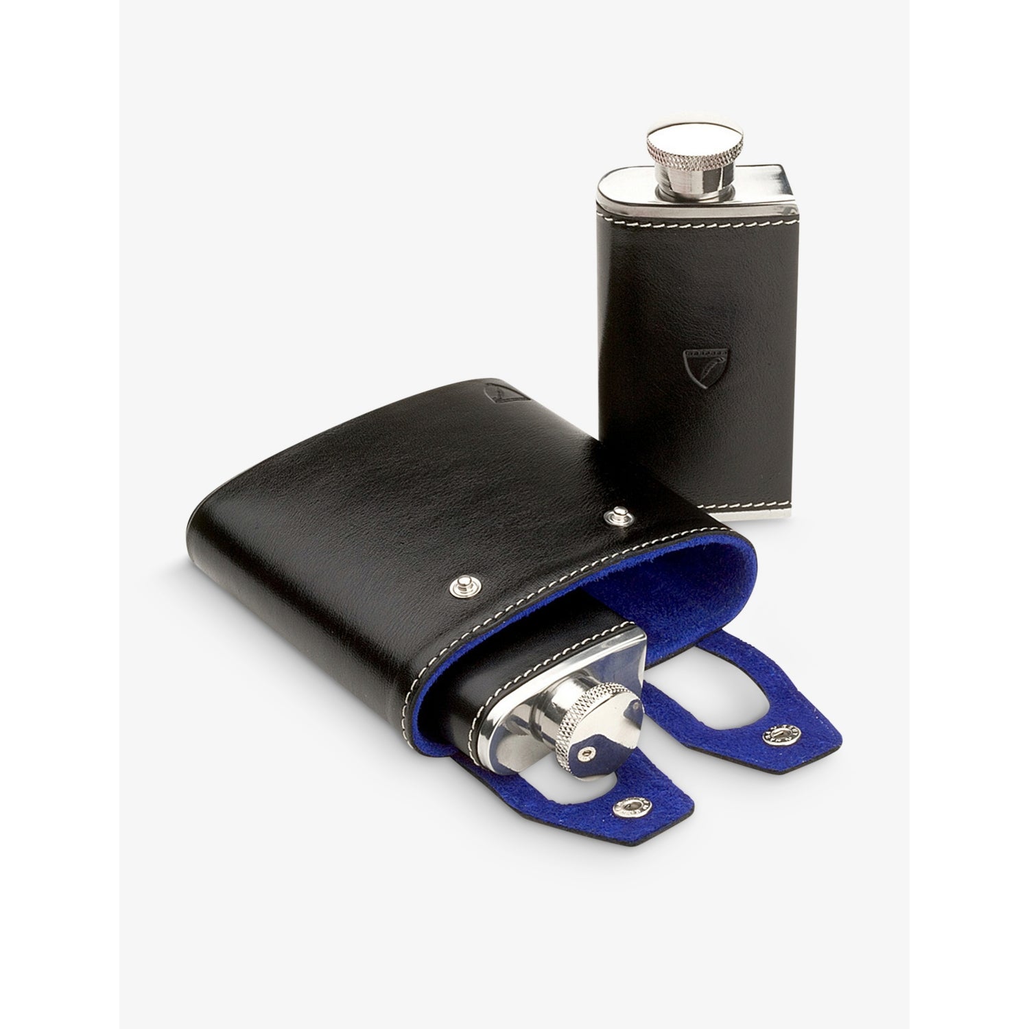 Aspinal of London double hip flask stainless steel leather 6oz, UK version