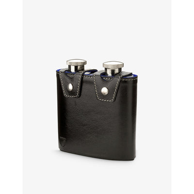 selfridges Aspinal of London Double Stainless-Steel and Leather Hip Flask 6oz- Buy online at McGrocer