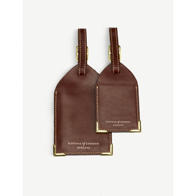selfridges Aspinal of London Logo-Print Leather Luggage Tags (Set of Two)- Buy online at McGrocer