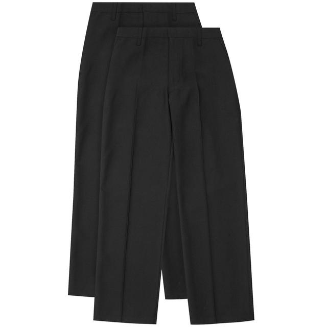 M&S 2pk Boys Black Regular Leg Trousers 4-14 Years