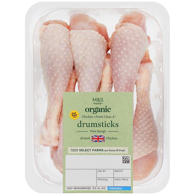 M&S Organic British Chicken Drumsticks   Typically: 500g