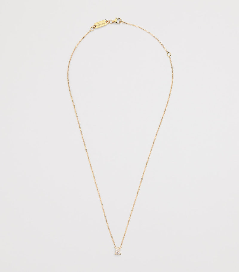 Harrods yellow gold diamond pendant necklace 0.50ct, imported from the UK
