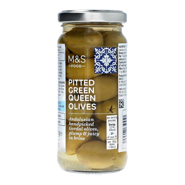 M&S Pitted Green Queen Olives   225g