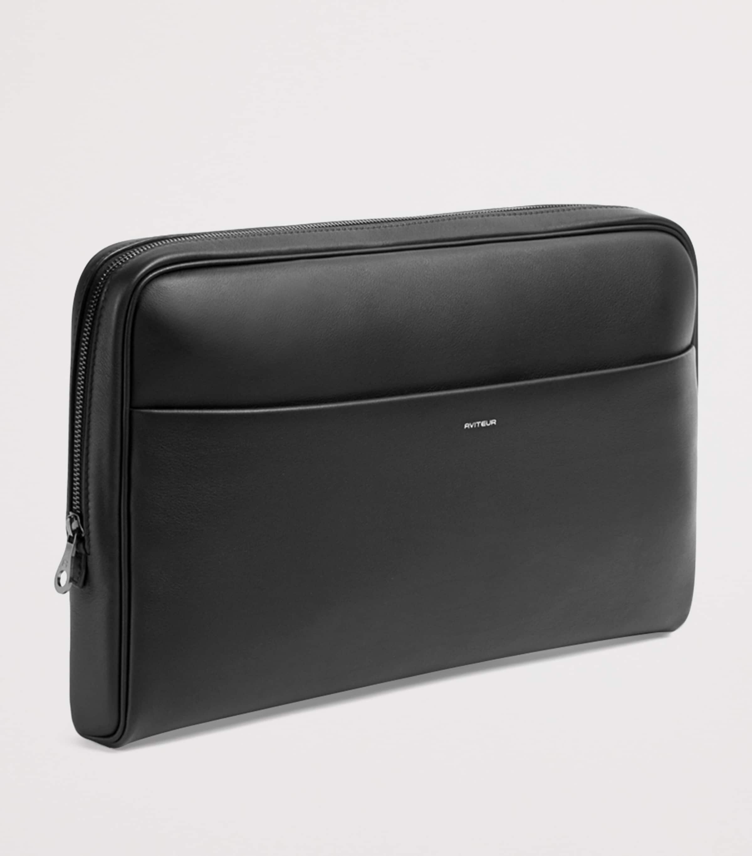 Aviteur leather trolley-sleeve laptop case - British product