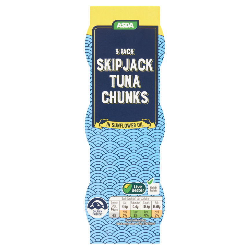 ASDA Skip Jack Tuna Chunks in Sunflower Oil 3 x 80g Canned & Packaged Food ASDA   