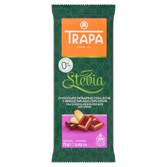 Trapa Milk Chocolate with Puffed Rice with Stevia   75g GOODS M&S   