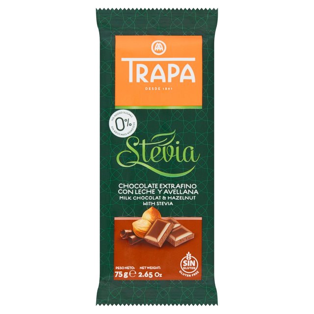 Trapa Milk Chocolate & Hazelnut with Stevia   75g