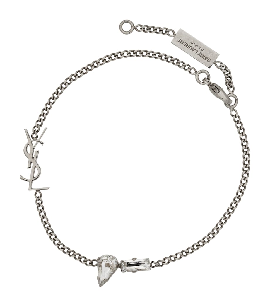 Saint Laurent Crystal Monogram Chain Bracelet, imported from the UK