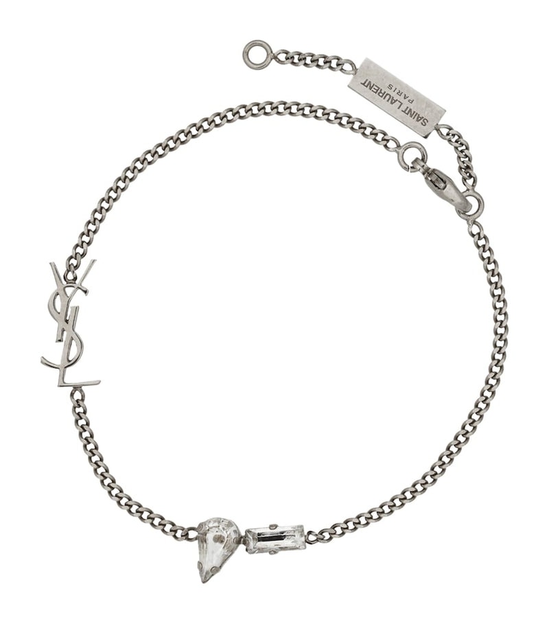 Saint Laurent Crystal Monogram Chain Bracelet, imported from the UK