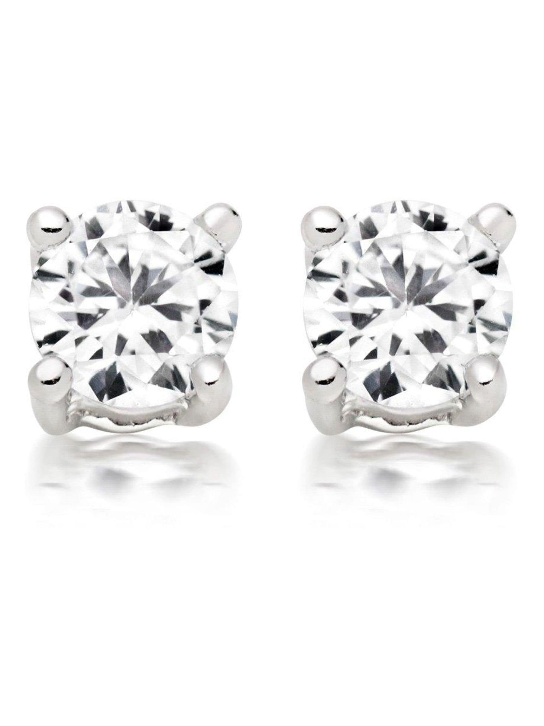 Sterling silver cubic zirconia stud earrings 4mm (British brand)