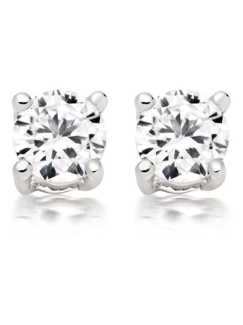 Sterling silver cubic zirconia stud earrings 4mm (British brand)