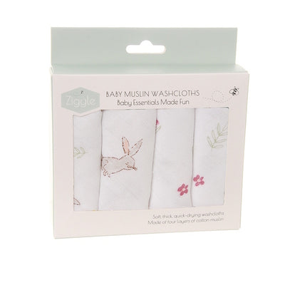 Superdrug Ziggle Baby Cotton Muslin Washcloths Bunnies 4 Pack - اشترِ عبر الإنترنت من McGrocer