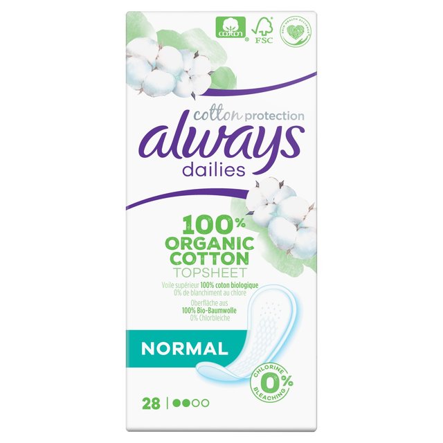 Always Dailies Organic Cotton Protection Normal Panty Liners   28 per pack GOODS M&S   