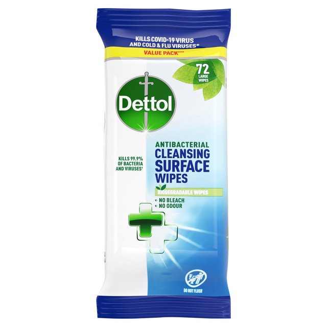 Dettol Antibacterial Multi Surface Cleaning Wipes   72 per pack GOODS M&S   