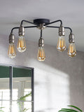 Black Brooklyn flush ceiling light with nickel accents - British product