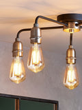 Black Brooklyn flush ceiling light with nickel accents - British product