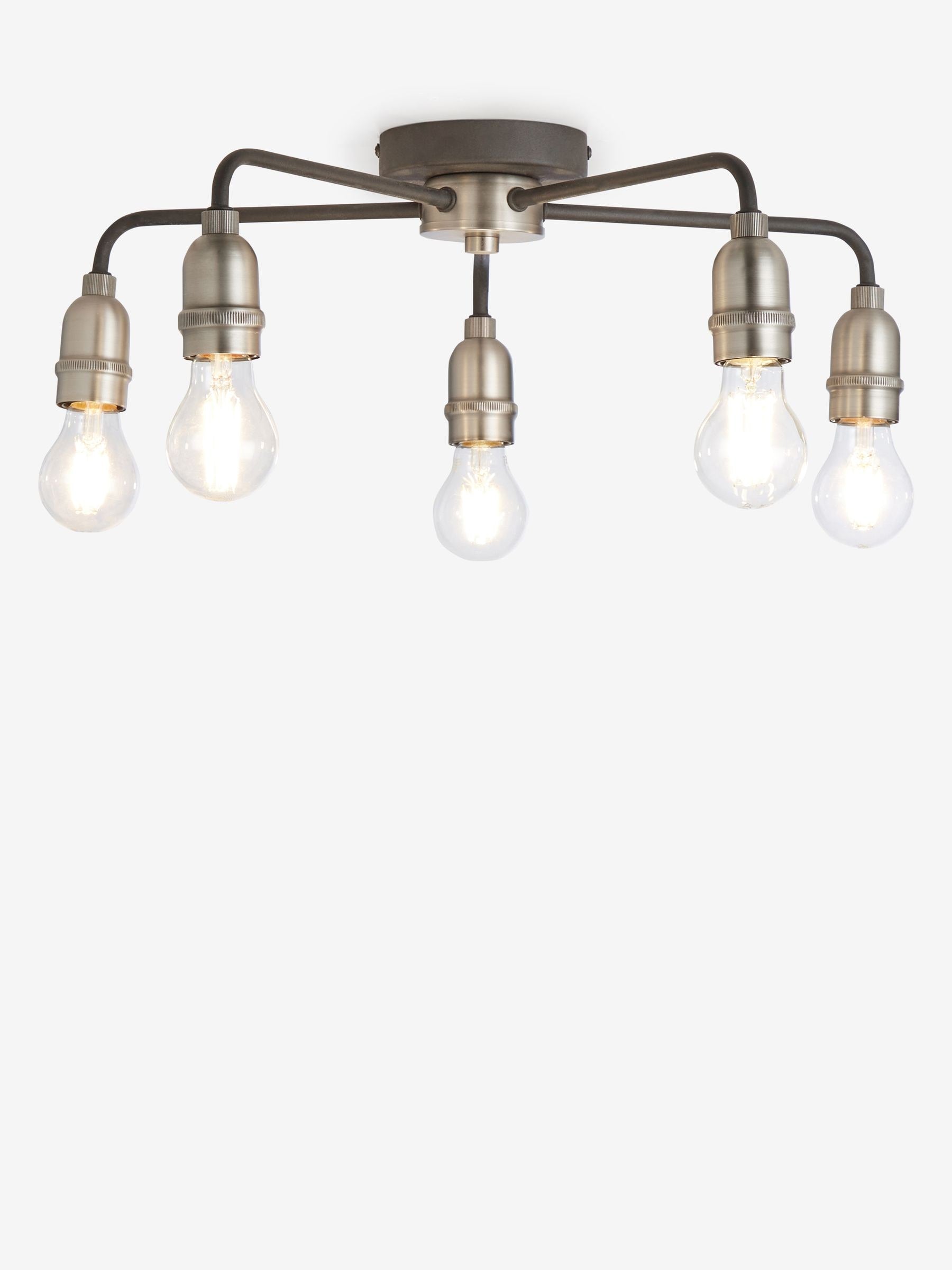 Black Brooklyn flush ceiling light with nickel accents - British product