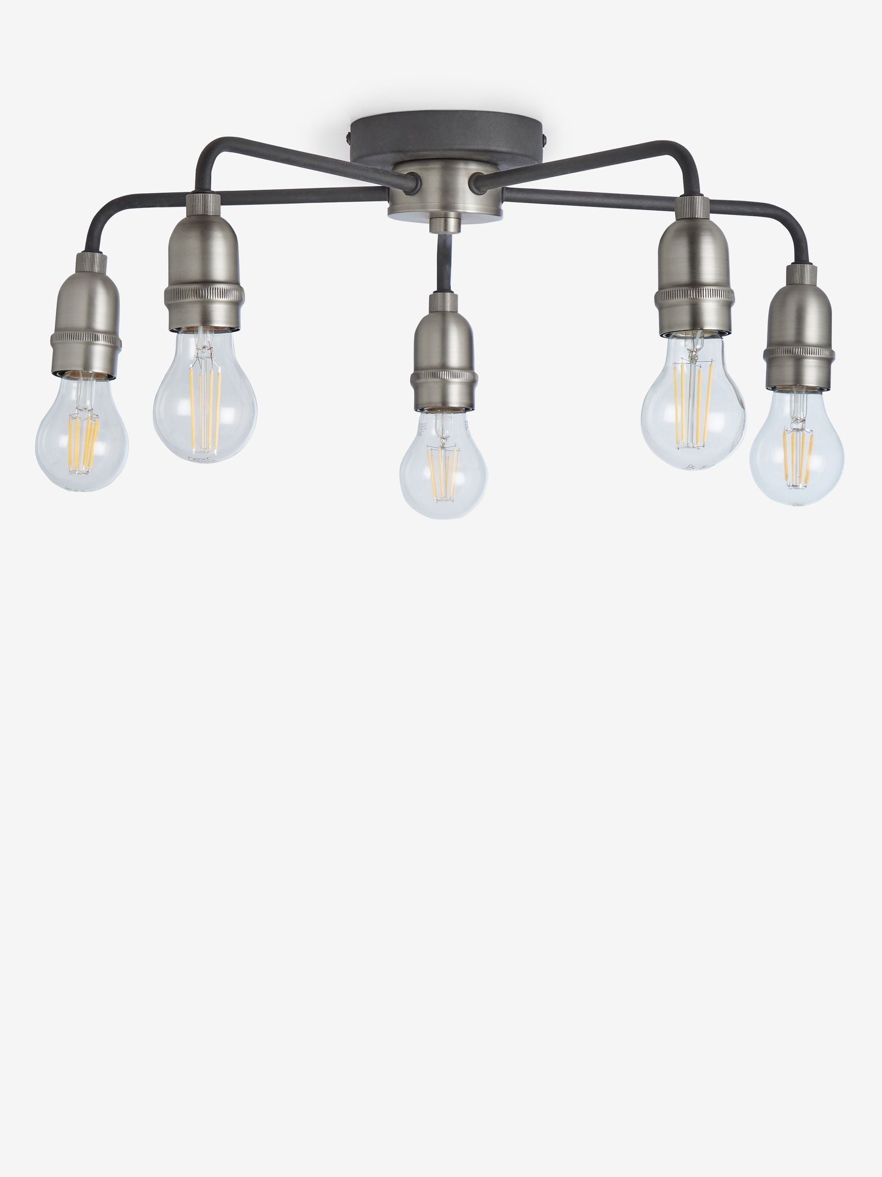 Black Brooklyn flush ceiling light with nickel accents - British product