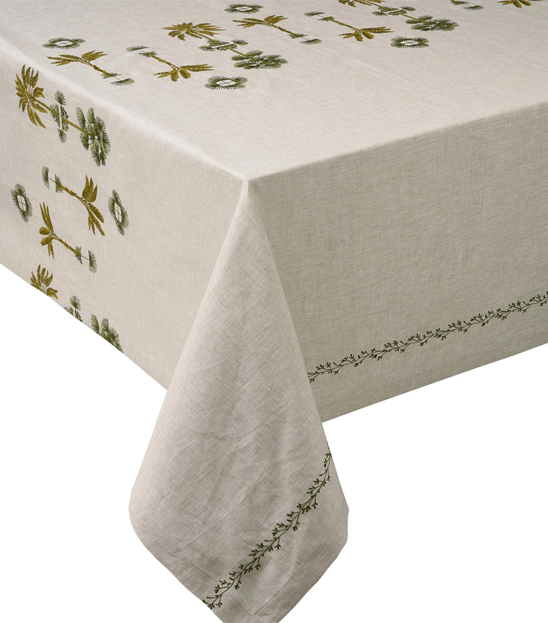 Alexandre Turpault Barbade palm print embroidered tablecloth 170cm x 320cm - British product