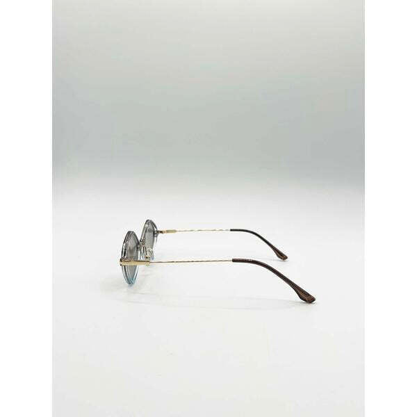 SVNX diamond shape sunglasses brown blue gold frame one size, UK version
