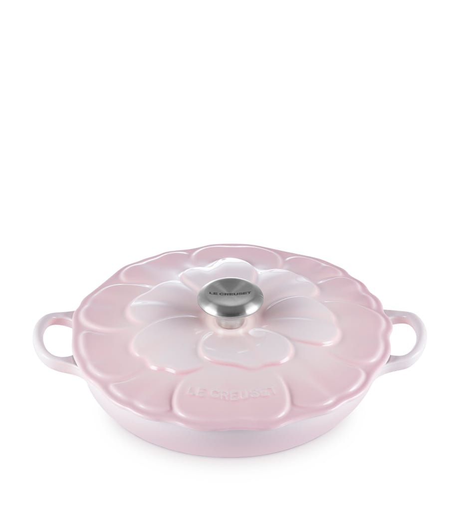 Le Creuset cast iron petal shallow casserole dish 26cm, imported from the UK