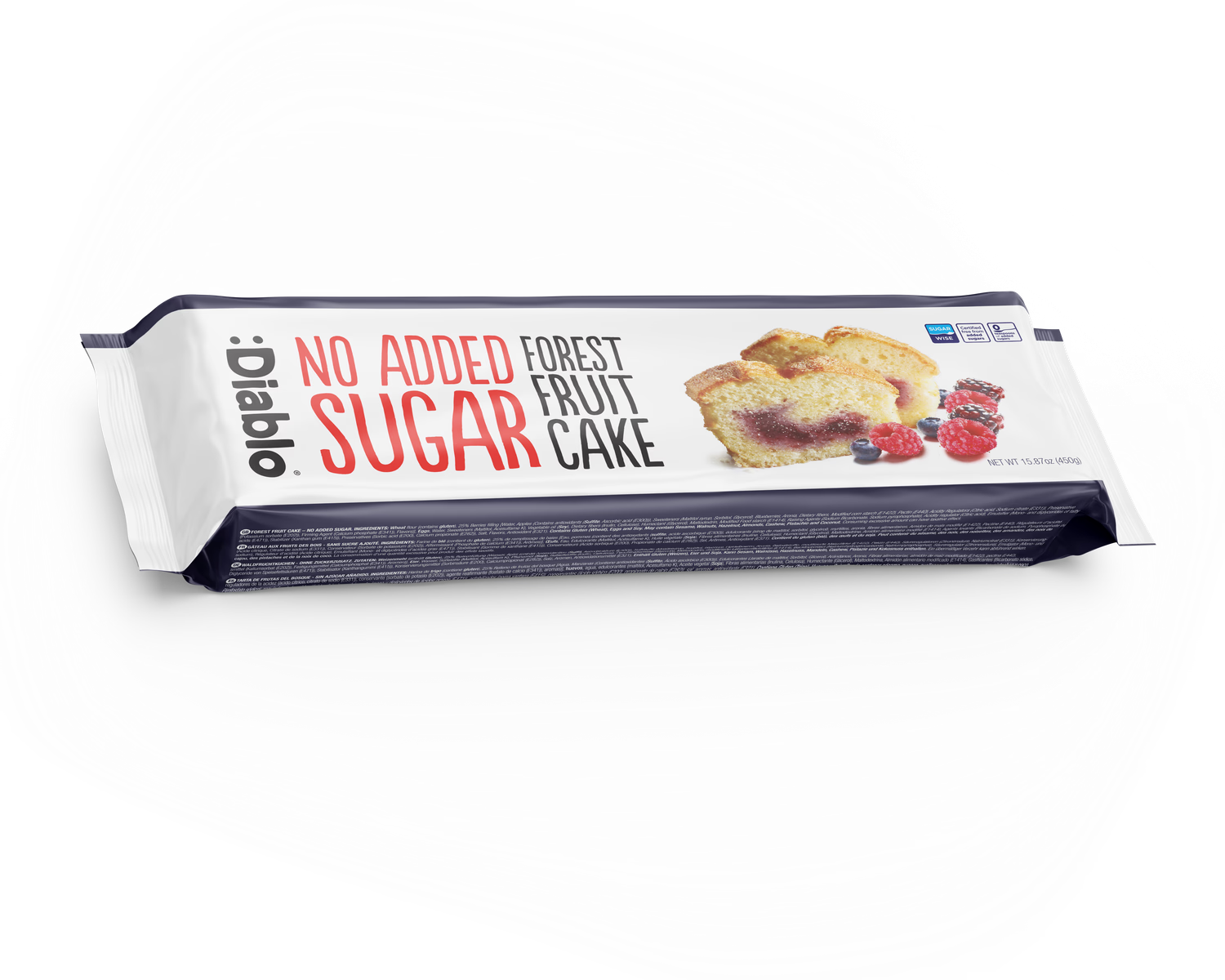 Diablo forest fruit cake no added sugar 450g pack of 4, UK version