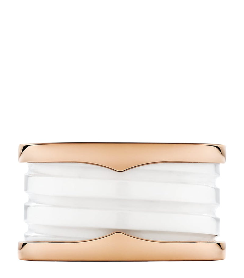 Bvlgari rose gold and ceramic B.zero1 four-band ring, imported from the UK