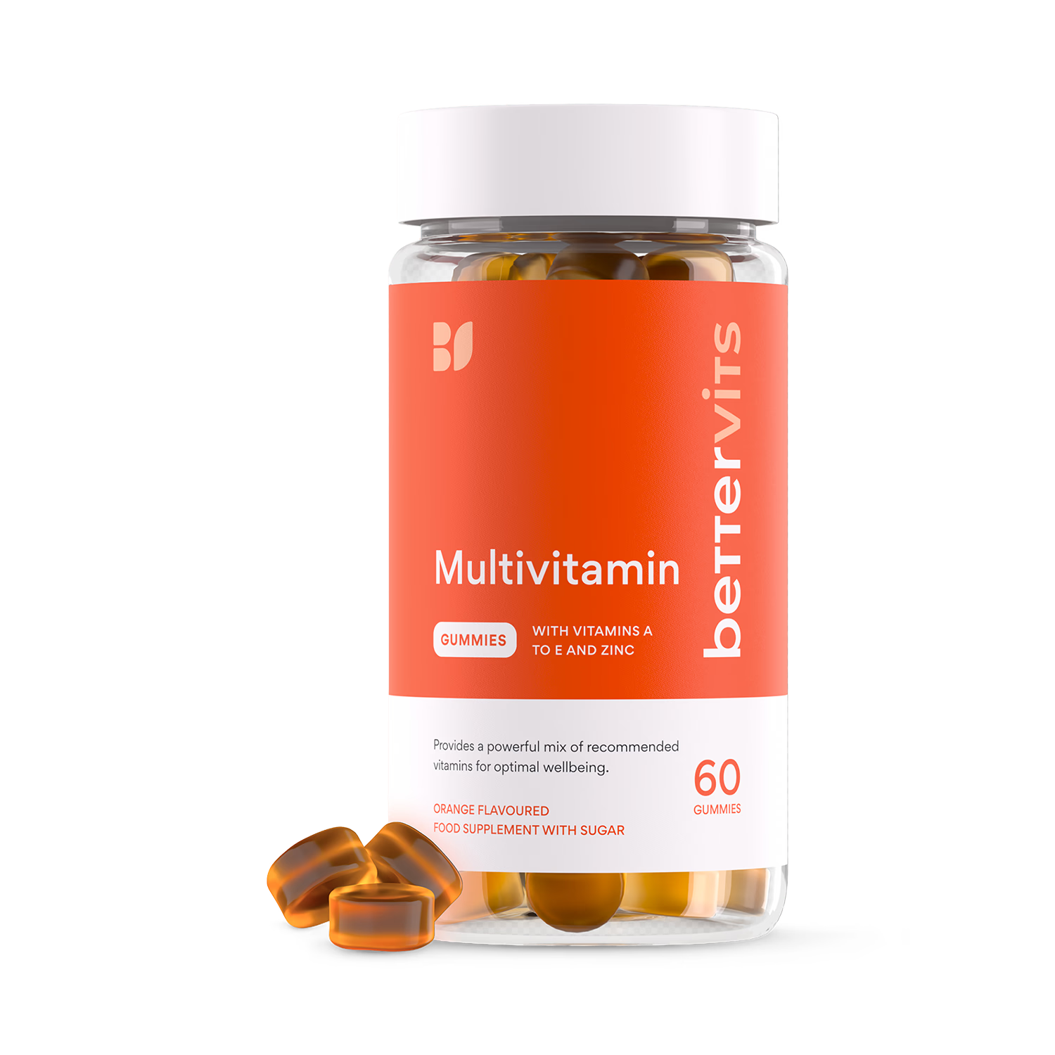 Bettervits multivitamin gummies with vitamins A to E and zinc 60 count (British brand)