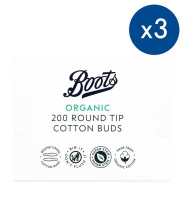 Pack of 3 Boots cotton buds round tip 200 GOODS Boots   