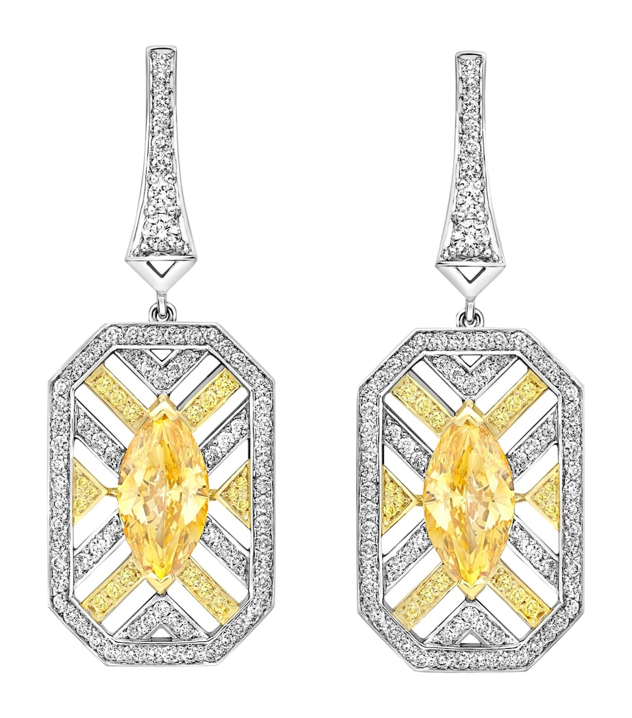 Boodles Fifth Avenue drop earrings platinum yellow gold diamonds - British product