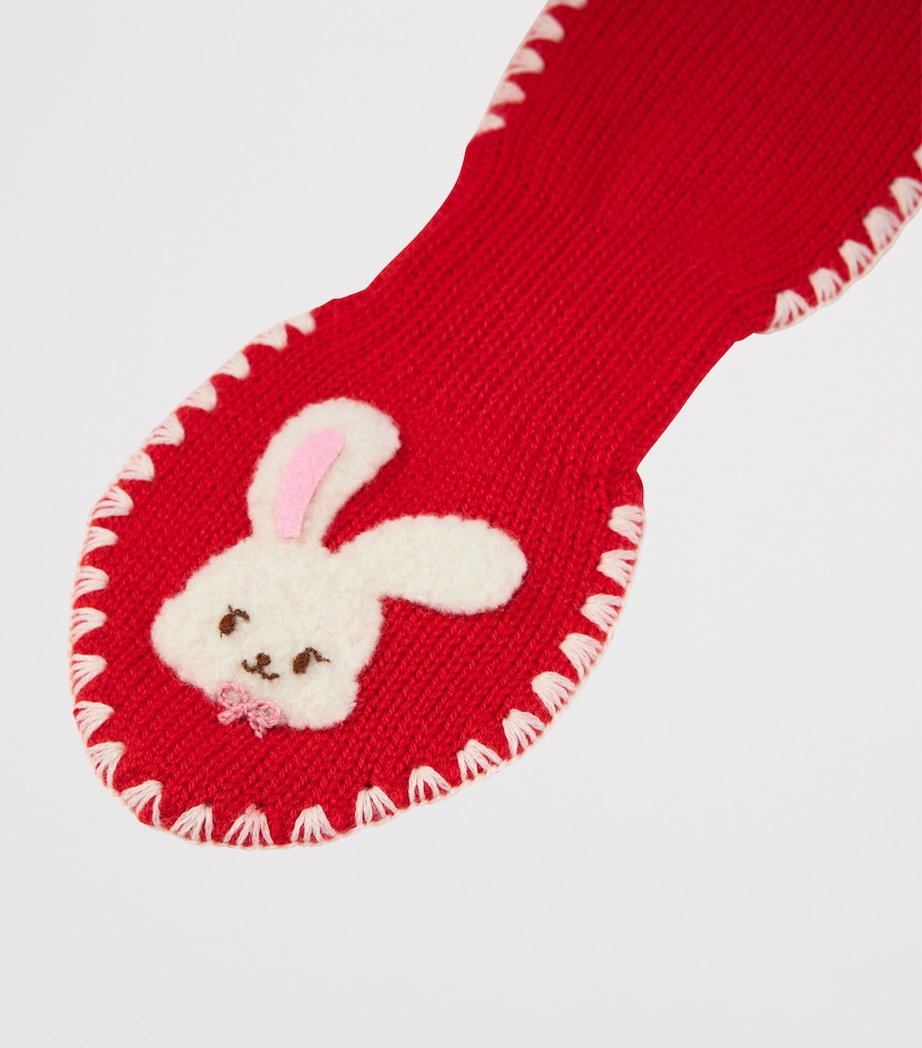 Miki House wool-blend knit bunny scarf, imported from the UK