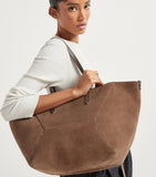 Brunello Cucinelli medium suede BC duo tote bag, imported from the UK