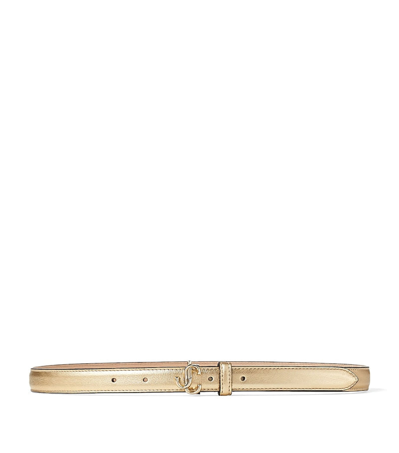 Jimmy Choo Helina mini leather belt with gold buckle, imported from the UK