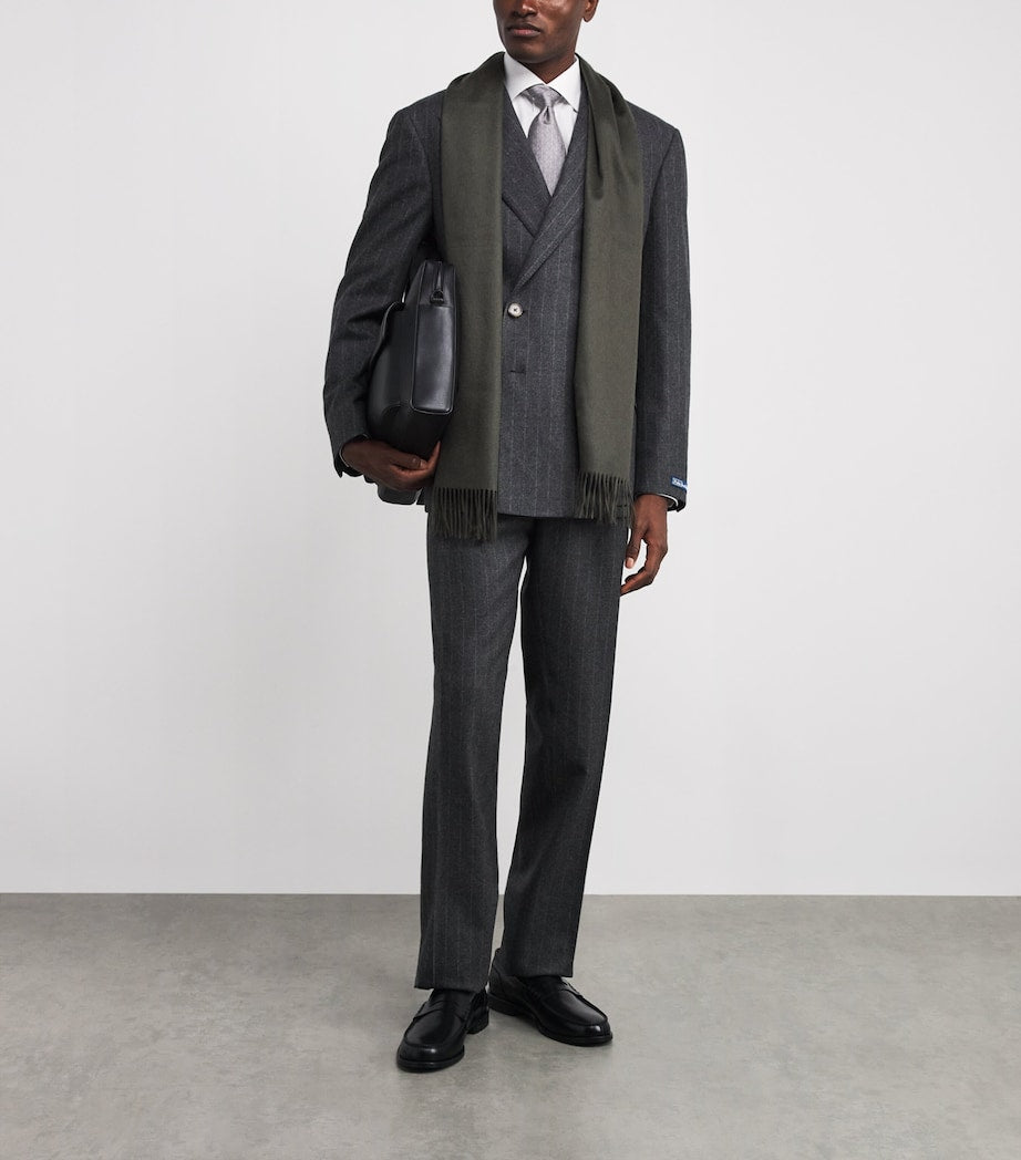Brioni cashmere fringed scarf (British brand)