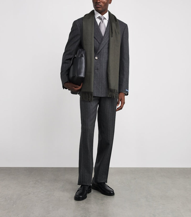 Brioni cashmere fringed scarf (British brand)
