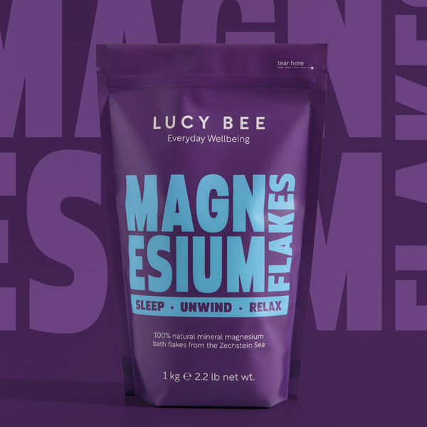 Lucy Bee Magnesium Bath Flakes Relaxing Mineral Soak 1kg - British product
