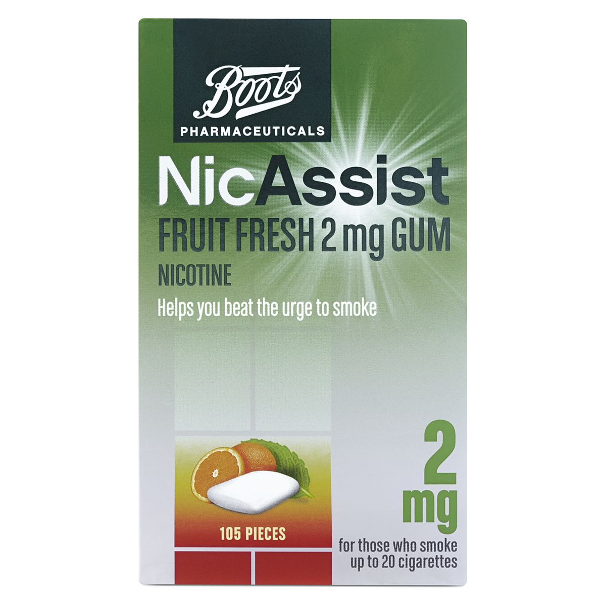 Boots NicAssist Fruit Fresh 2mg Gum- 105 Pieces GOODS Boots   