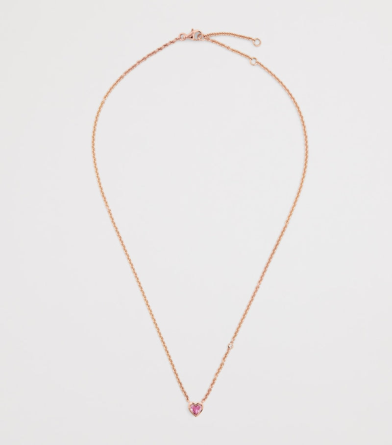SHAY rose gold sapphire diamond heart necklace (British brand)