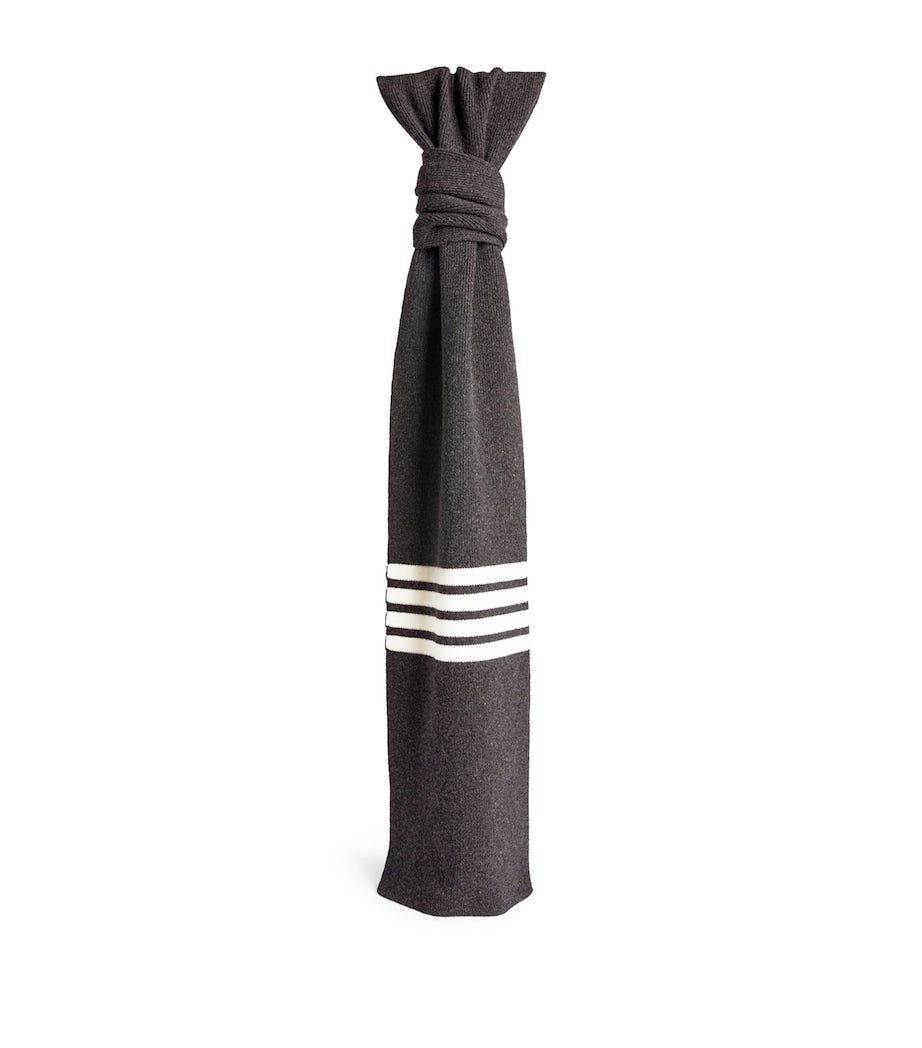 Thom Browne 4-Bar cashmere scarf, imported from the UK