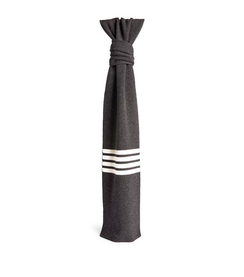 Thom Browne 4-Bar cashmere scarf, imported from the UK