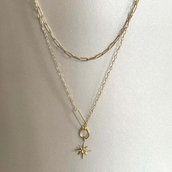 Luxe Tones Sahara 18k gold plated double layer necklace, UK version